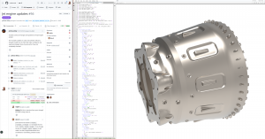 On-screen CAD image showing live AI-based programming window in CAD as Code program
