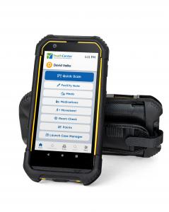 YouthCenter SafeGuard devices showing main menu and durable case and hand strap.