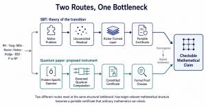Two parallel SBT and quantum-computation routes converge on a checkable claim.