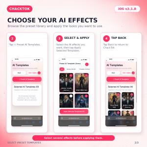 Selecting preset effects in the ChackTok AI Template Library