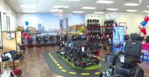 Photo of The Grand Rapids Showroom with test track is stocked with power chairs, lift chairs, mobility scooters, rollators, walkers and more.