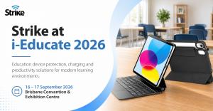 Strike at i-Educate 2026 with education tablet protection and keyboard solutions, at Brisbane Convention & Exhibition Centre.