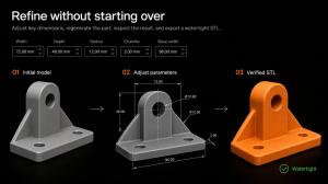 Neural4D Coala interface for refining dimensions and CAD parameters on a generated 3D model