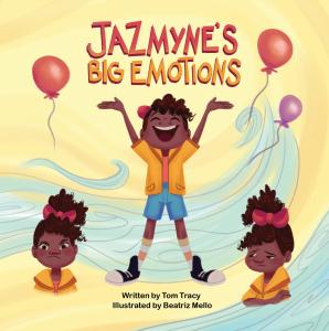 a square image of the cover of Jazmyne's Big Emotions; the image is of a young african american girl expressing three different emotions