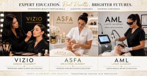 Vizio Makeup Academy, ASFA Spa Facial Academy and AML Laser Academy professional beauty and aesthetics education.