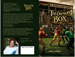 Book cover of The Owner’s Box: The Inheritance by Erica Ahmed, a historical fiction novel about Negro football in 1936.