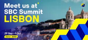Banner representing Upgames exhibiting at SBC Summit 2026 in Lisbon