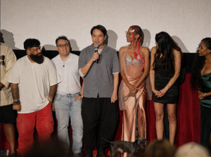 The Pool Boy team greets the audience after the premiere at the TCL Chinese Theatre in Hollywood.