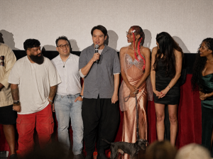 ‘The Pool Boy’ team greets the audience after the premiere at the TCL Chinese Theatre in Hollywood.