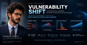 Rumman Firdos AI cybersecurity research on Vulnerability Shift in adversarially hardened network intrusion detection systems, featuring multi-epsilon curriculum learning.