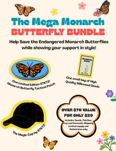 The Mega Monarch Butterfly Bundle is image of a Limited release made by STKTZ! who makes Tactical wearables for users to attach their Tactical Patches and Customize as often as they like.  Related search terms are Velcro, Tactical, Patch and Monarch Butterfly