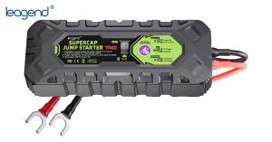 A leagend battery-free supercap jump starter JS300 with a green lable in the white background with a leagend logo seeing
