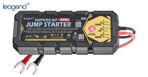 A leagend battery-free supercap jump starter JS200 with a product lable in the white background with a leagend logo seeing