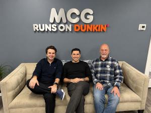 Mascia Bakery Group Leadership seated on sofa: Steve Legvari, Bobby Mascia, Steve McLaughlin