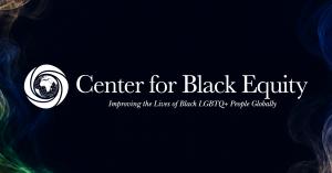 Center for Black Equity logo in white on a deep navy background with subtle multicolored smoke along the edges.