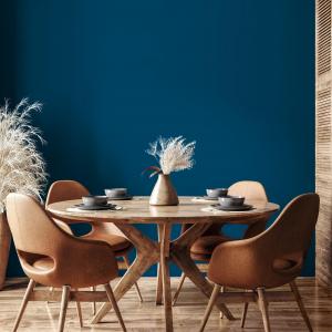 Deep ocean blue solid color peel and stick wallpaper from ONDECOR's navy wallpaper collection