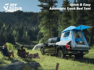 a couple using Joytutus camping tent for trucks