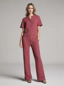 E SONG APPAREL Flare Leg 4 Way Stretch Scrub Set