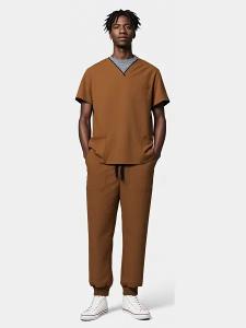 E SONG APPAREL Rubber Brown 4 Way Stretch Scrub Set