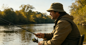 Fishing Bucket Hat In Outdoor Angling Scene