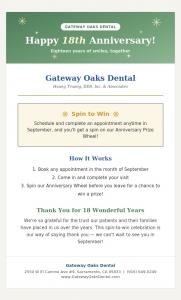 18th Anniversary Flyer - Gateway Oaks Dental: Hoang Truong DDS