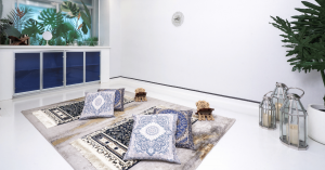 Dedicated prayer room with prayer mats and cushions at R3 Life Wellness Center in Bangkok