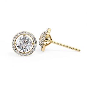 1.84 Carat Round Cut Lab-Grown Diamond Halo Earrings