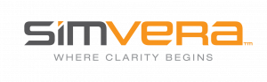Logo in gray and orange reflecting the Simvera logo and the tagline, "where clarity begins"