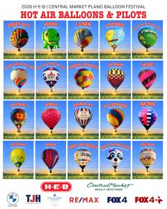 2026 Hot Air Balloons and Pilots - H-E-B | Central Market Plano Balloon Festival