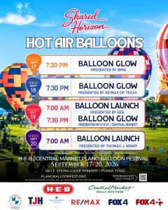 2026 Hot Air Balloon Schedule for H-E-B | Central Market Plano Balloon Festival