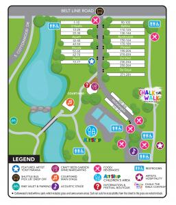 2026 Fall Map for Cottonwood Art Festival at Cottonwood Park in Richardson, Texas