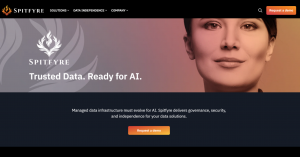 Preview of the homepage at spitfyre.com with the title Trusted Data, Ready for any AI