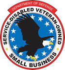 The logo of the official seal of service disabled veteran owned company issued by USA government