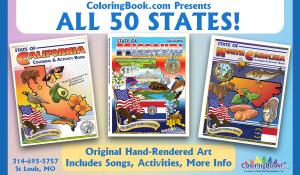 Really Big Coloring Books® manufactures its State Coloring Books in St. Louis, Missouri, USA, and offers the complete collection through ColoringBook.com.