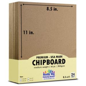 The 40pt 8 1/2″ x 11″ Cardboard Chipboard by Really Big Coloring Books, Inc.
