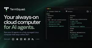 TermSquad interface for an always-on cloud computer running AI coding agents.