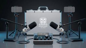 Podcast in a Box portable multi-camera podcast studio with professional audio hardware and mobile devices