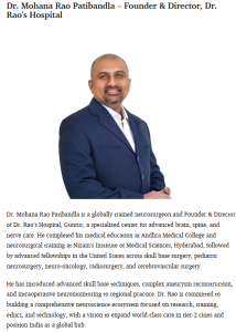 Forbes India Brand Connect August 2026 feature profiling Dr. Mohana Rao Patibandla in the "Game-Changing Leaders You Should Know About" series for advancing neurosurgery and brain care in India.