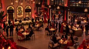 Le Rouge lounge and aerial experience — conceptual rendering.