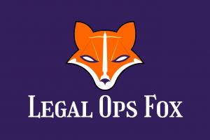 Legal Ops Fox logo in white and orange against a solid purple background.