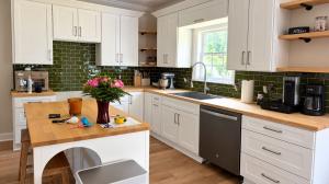 Fully renovated kitchen space by A & R Remodeling and Construction.