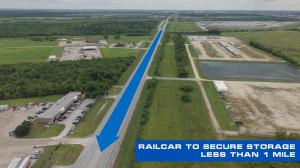Aerial view showing the distance from BOSS Heavy Haul, LLC’s yard to the rail siding