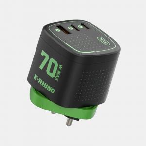 mfish E-RHINO 70W GaN Global Travel Charger with four regional plug formats