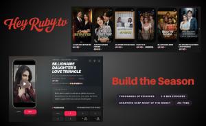 HeyRuby.tv website screen shots of new microdramas and seasons