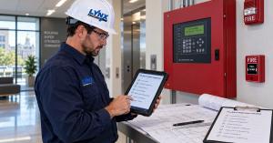 Technician reviews Connecticut fire protection codes and alarm needs