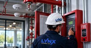 Technician completes a professional fire alarm inspection in Connecticut