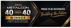 Announcement image of MetalCon 40 Under 40 recognition for Sarah Parks of ContractorHUB