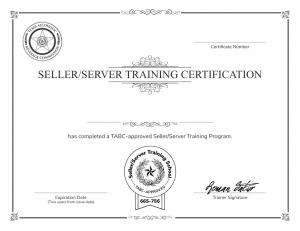 New TABC Certification Certificate