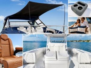Miami Prestige Interiors marine shade and custom marine interiors displayed on a boat.