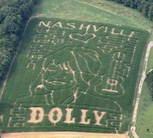 Honeysuckle Hill Farm's 2026 fall corn maze honoring Dolly Parton.